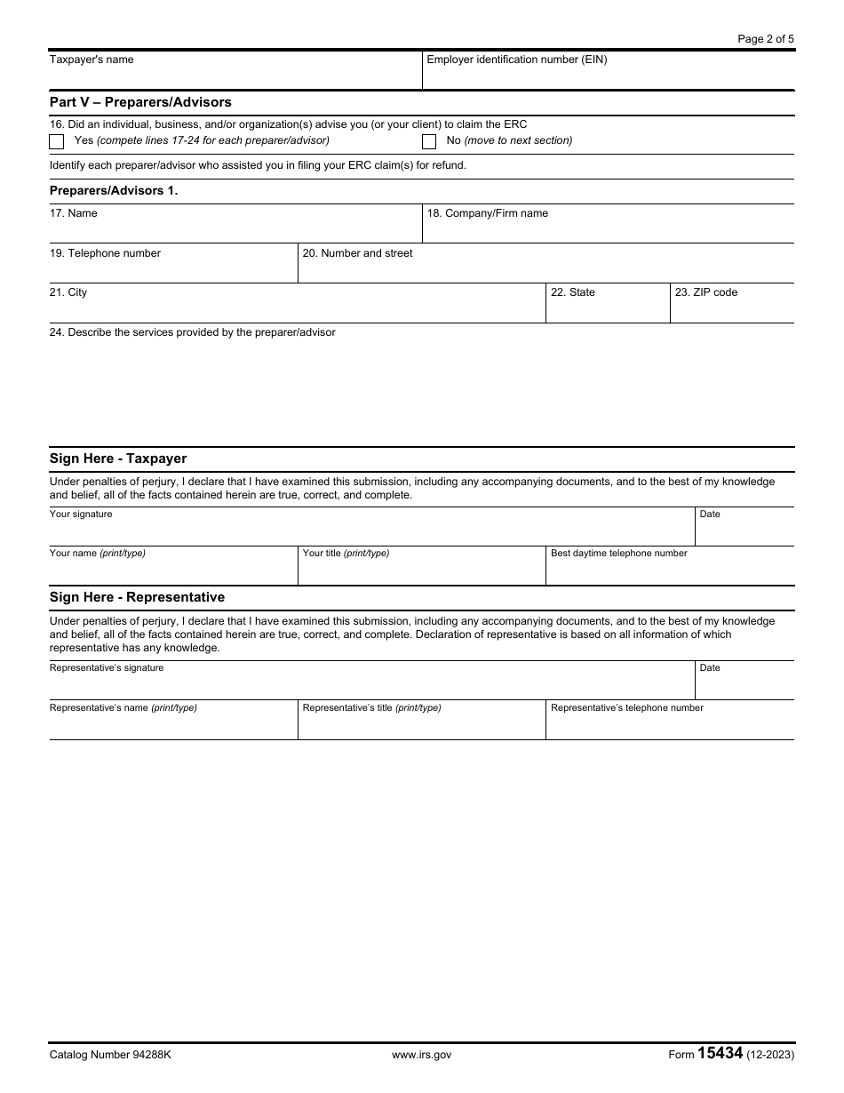 IRS Form 15434 - Fill Out, Sign Online and Download Fillable PDF ...