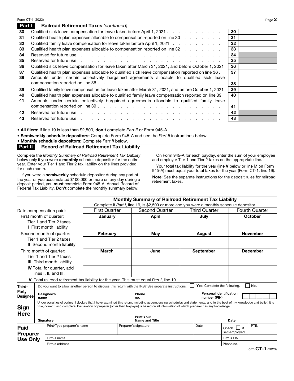 IRS Form CT-1 Employers Annual Railroad Retirement Tax Return, Page 2