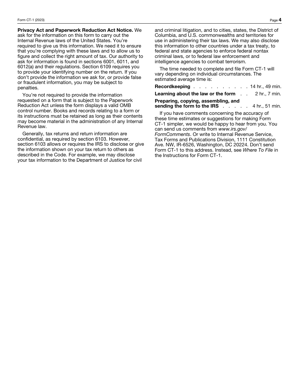 IRS Form CT-1 Employers Annual Railroad Retirement Tax Return, Page 4