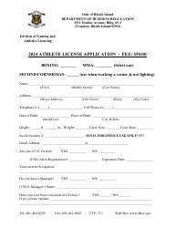 Athlete License Application - Rhode Island