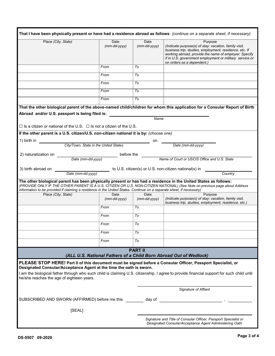 Form DS-5507 - Fill Out, Sign Online and Download Fillable PDF ...