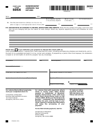 Maryland Form 505X (COM/RAD022A) Nonresident Amended Tax Return - Maryland, Page 4