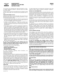 Maryland Form 505X (COM/RAD022A) Nonresident Amended Tax Return - Maryland, Page 5
