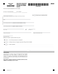 Maryland Form 500CRW (COM/RAD-007) Waiver Request for Electronic Filing of Form 500cr - Maryland