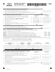 Maryland Form 502CR (COM/RAD-012) Income Tax Credits for Individuals - Maryland, Page 2
