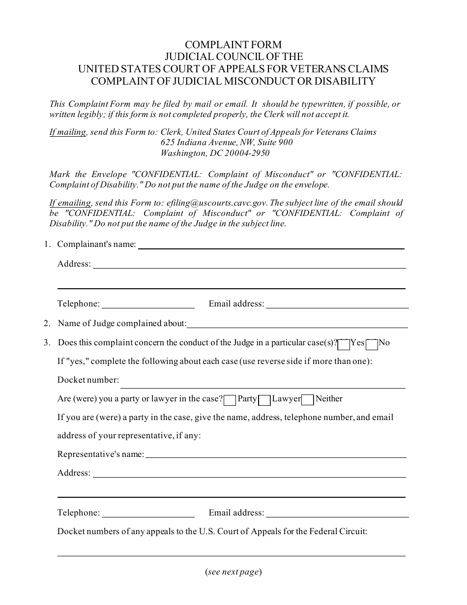 Complaint of Judicial Misconduct or Disability, Page 1