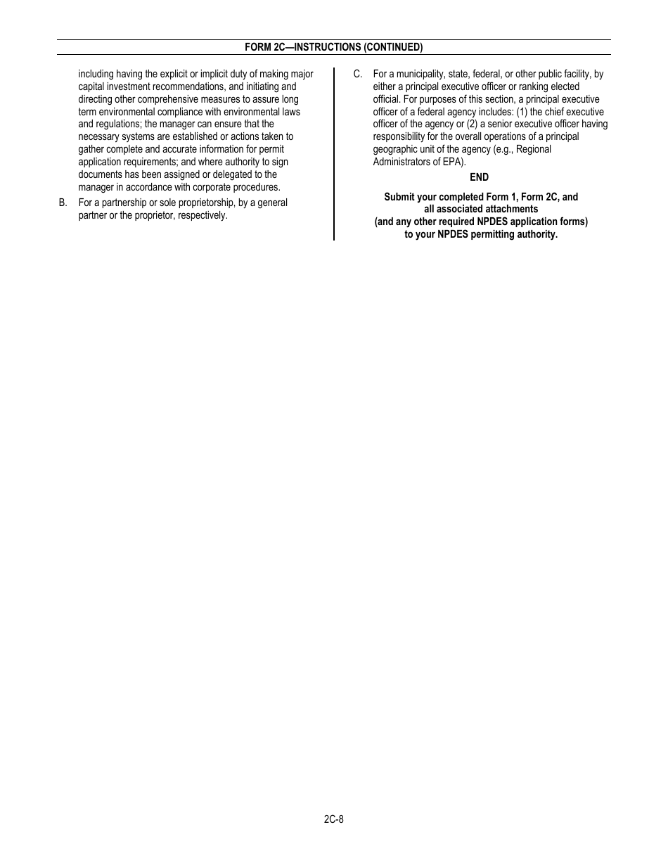 NPDES Form 2C (EPA Form 3510-2C) Application for Npdes Permit to Discharge Wastewater - Existing Manufacturing, Commercial, Mining, and Silviculture Operations, Page 10