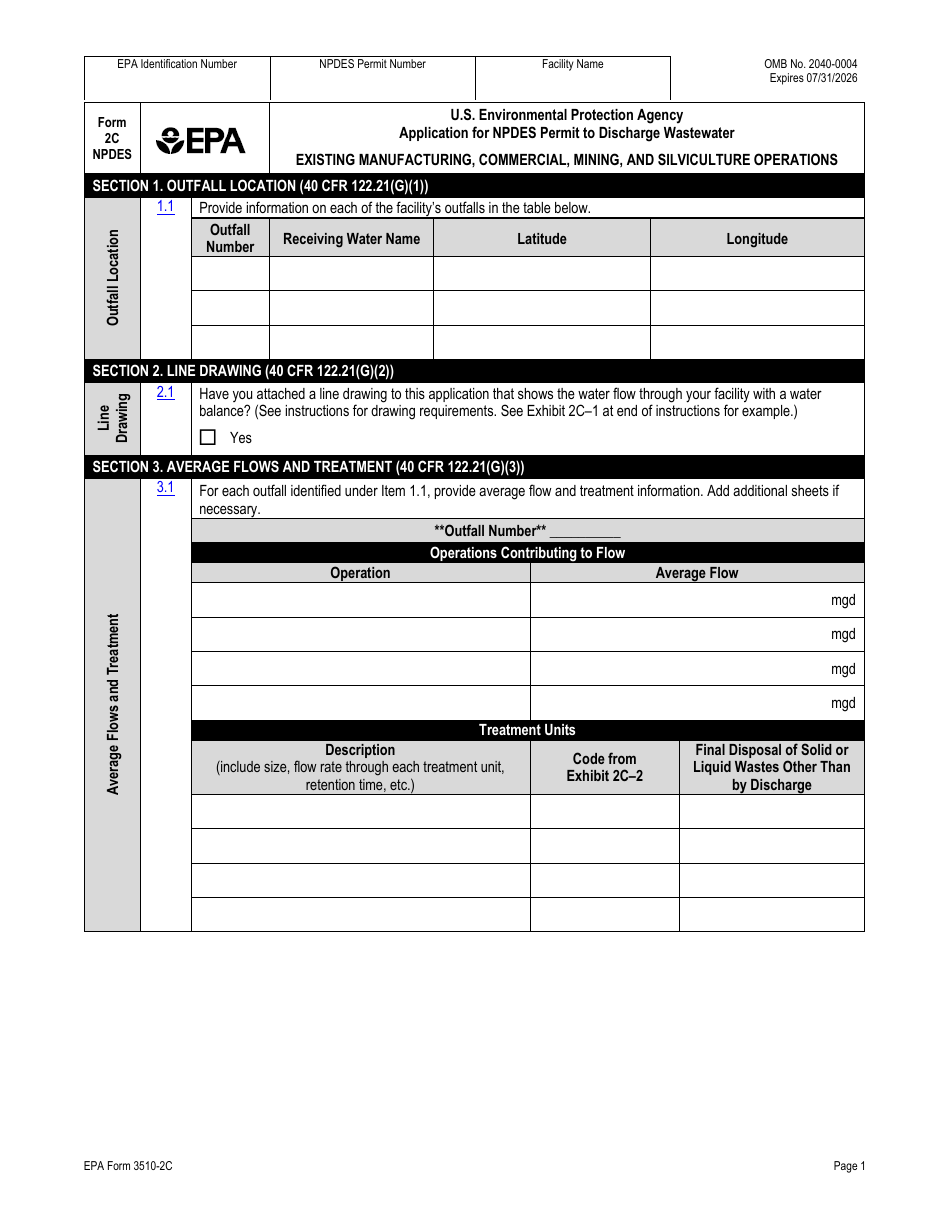 NPDES Form 2C (EPA Form 3510-2C) Application for Npdes Permit to Discharge Wastewater - Existing Manufacturing, Commercial, Mining, and Silviculture Operations, Page 16