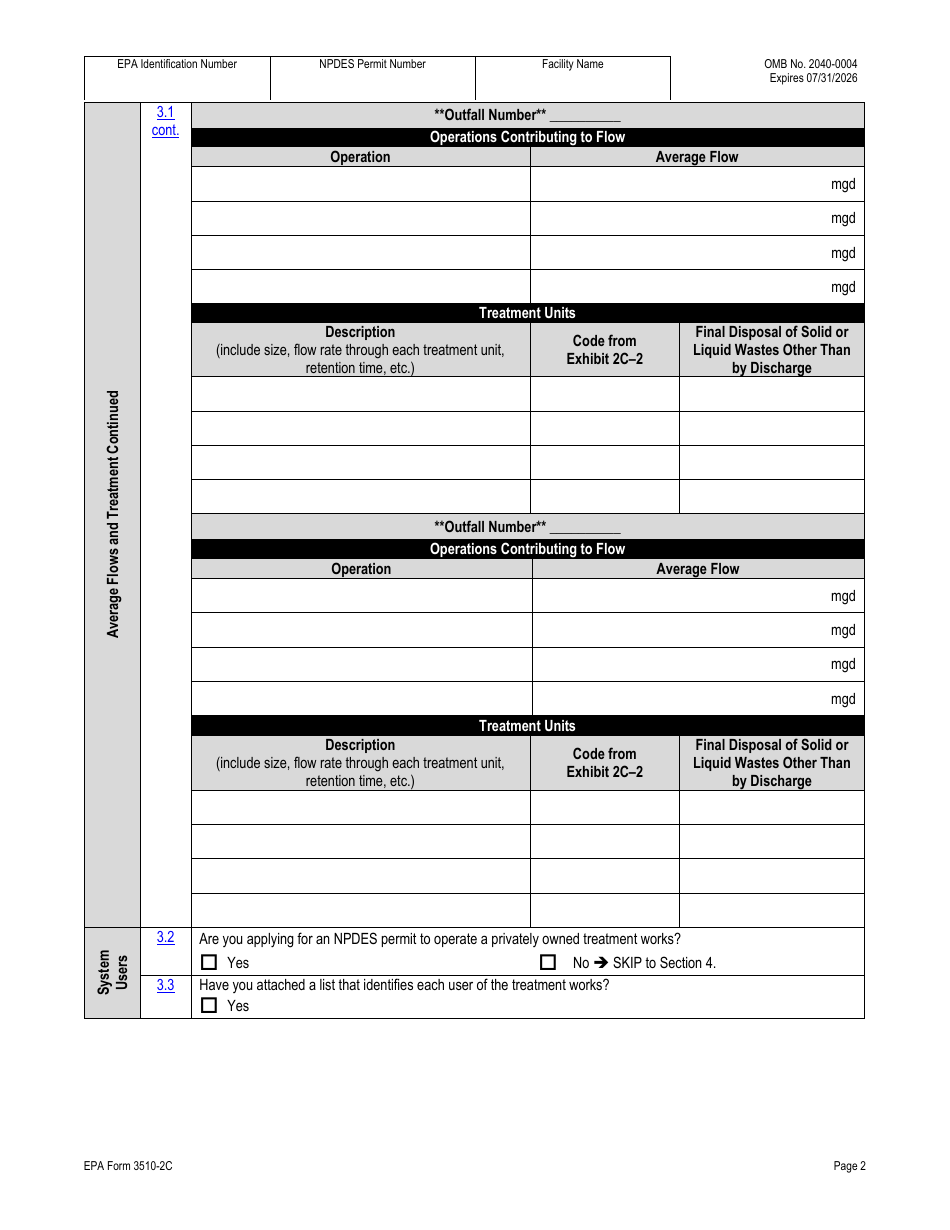 NPDES Form 2C (EPA Form 3510-2C) Application for Npdes Permit to Discharge Wastewater - Existing Manufacturing, Commercial, Mining, and Silviculture Operations, Page 17