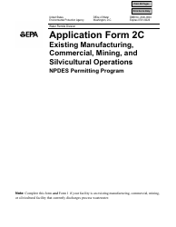 NPDES Form 2C (EPA Form 3510-2C) Application for Npdes Permit to Discharge Wastewater - Existing Manufacturing, Commercial, Mining, and Silviculture Operations