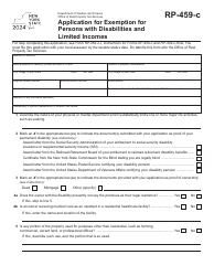 Document preview: Form RP-459-C Application for Exemption for Persons With Disabilities and Limited Incomes - New York, 2024