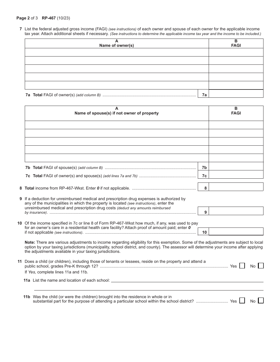 Form Rp 467 Download Fillable Pdf Or Fill Online Application For Senior Citizens Exemption New 9003