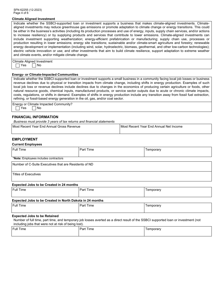 Form SFN62255 North Dakota Development Fund, Inc (Nddf) Angel Match Program of North Dakota (Amp) Application - North Dakota, Page 4