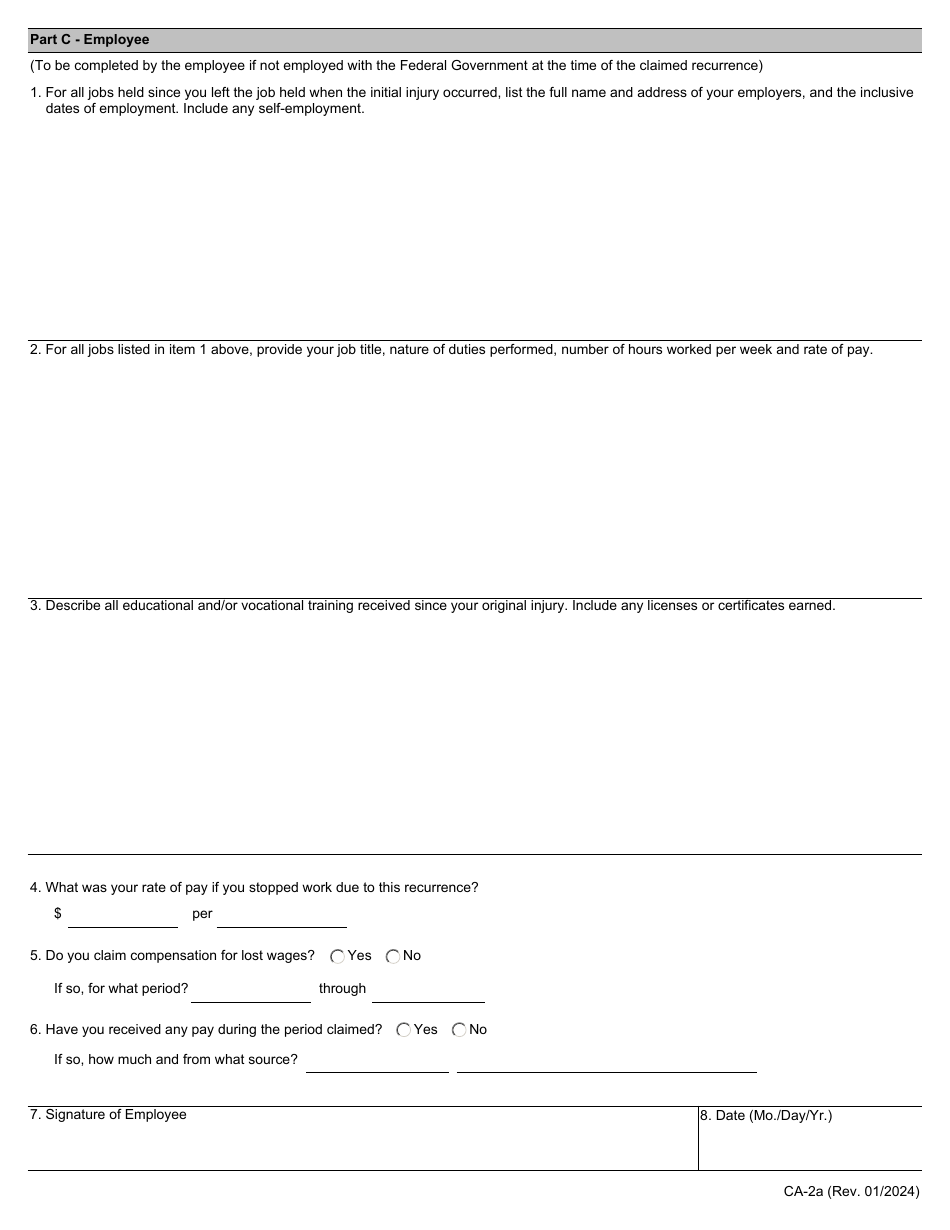 Form CA-2A Notice of Recurrence, Page 3