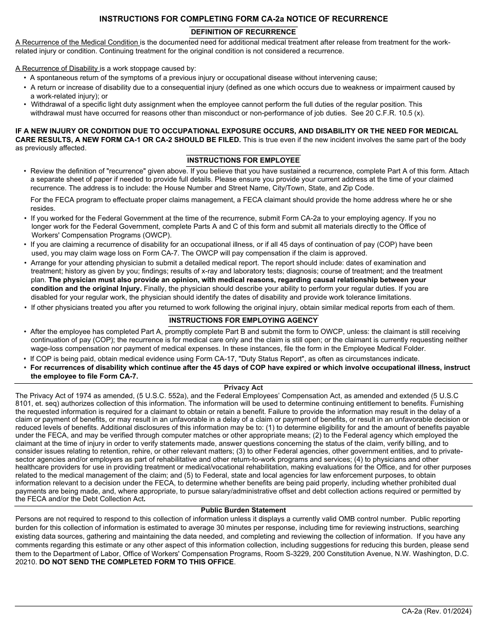 Form CA-2A Notice of Recurrence, Page 4