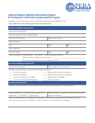 Document preview: Optional Employer Eligibility Determination Request for Participation in the State Insurance Benefits Program - South Carolina
