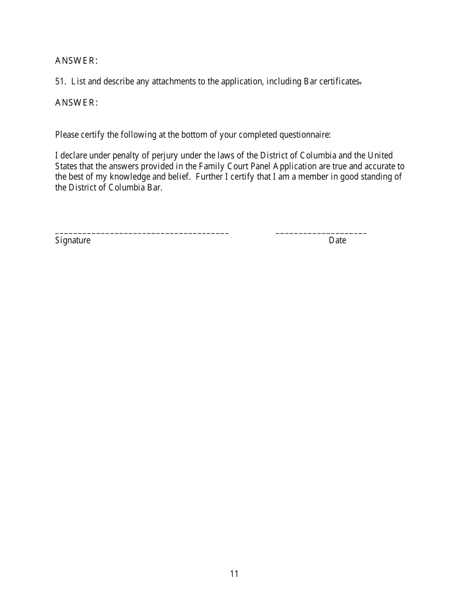 Family Court Panel Application - Washington, D.C., Page 11