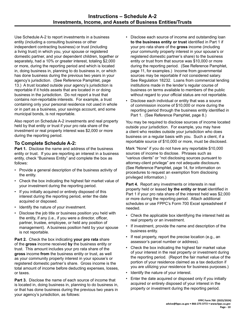 FPPC Form 700 Statement of Economic Interests - California, Page 10
