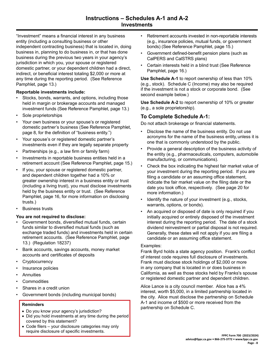 FPPC Form 700 Statement of Economic Interests - California, Page 8