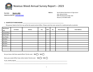 Noxious Weed Annual Survey Report - North Dakota
