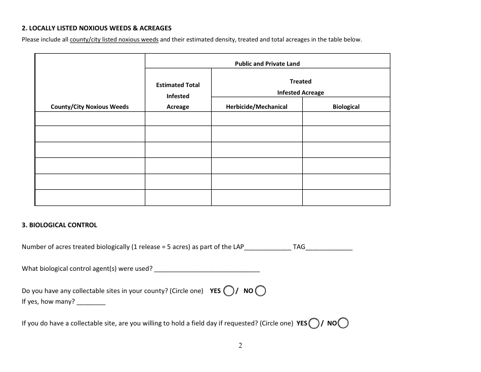Noxious Weed Annual Survey Report - North Dakota, Page 2