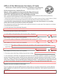Document preview: Minnesota Limited Liability Partnership Statement of Qualification - Minnesota
