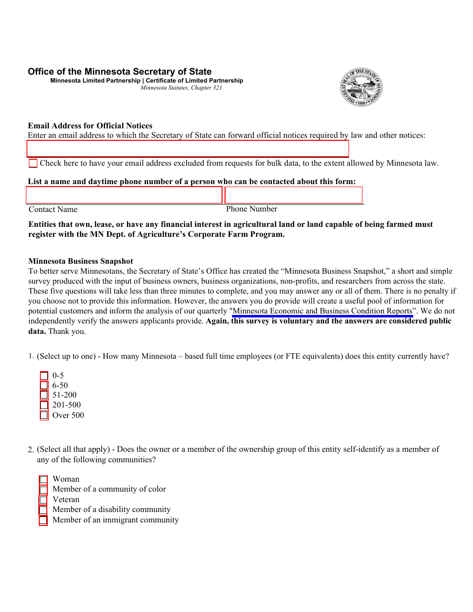 Minnesota Limited Partnership Certificate of Limited Partnership - Minnesota, Page 2