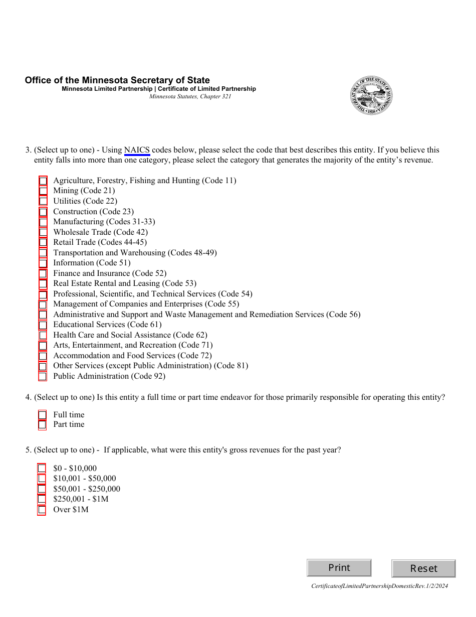 Minnesota Limited Partnership Certificate of Limited Partnership - Minnesota, Page 3