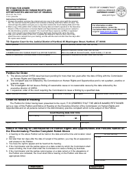 Document preview: Form JD-CV-68 Petition for Order Re: Commission on Human Rights and Opportunities and Notice of Hearing - Connecticut