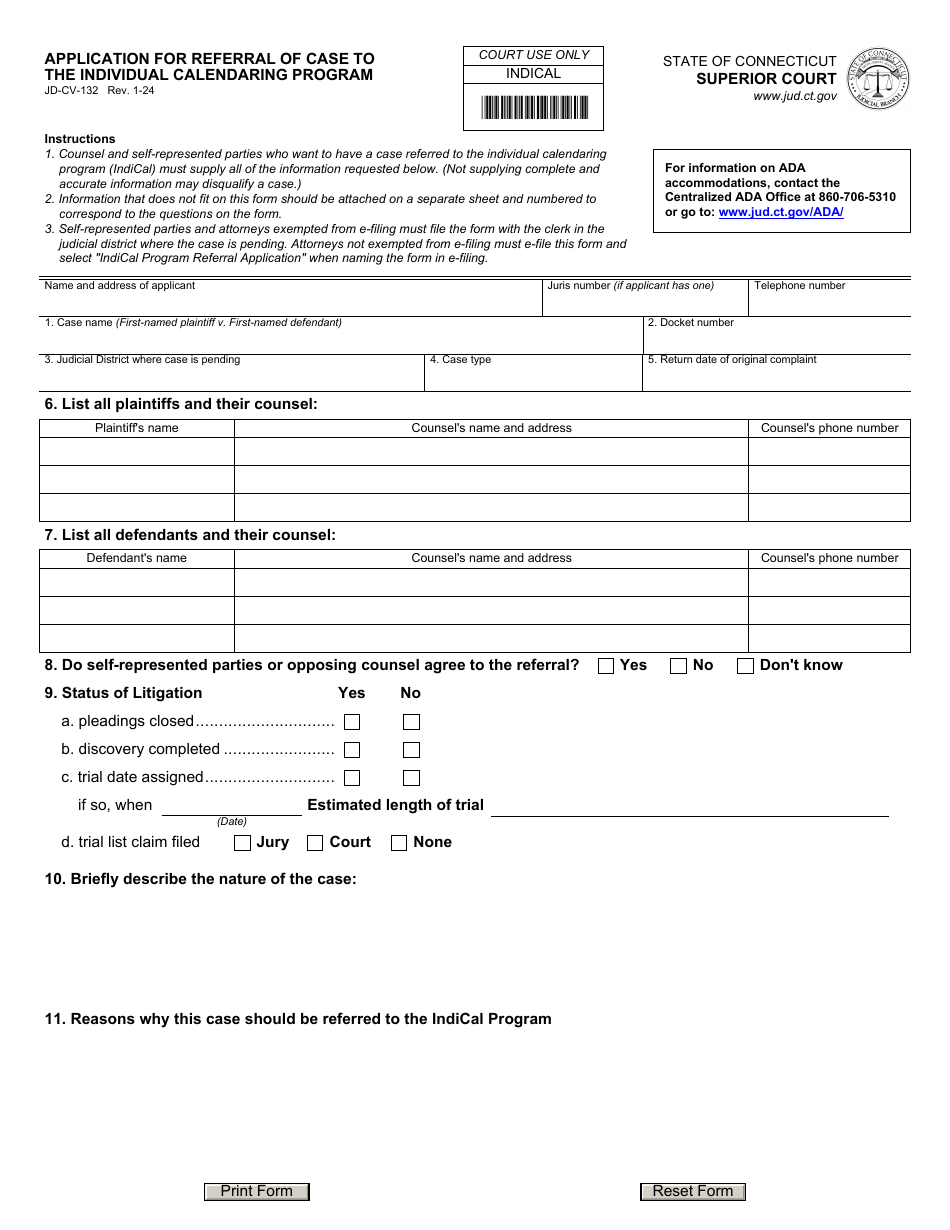 Form JD-CV-132 - Fill Out, Sign Online and Download Fillable PDF ...