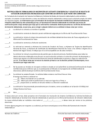 Form 6-18 Notice of Rejected Confidential Voter Registration Form and Early Voting Ballot Application Containing a Defect That May Be Corrected - Texas (English/Spanish), Page 2