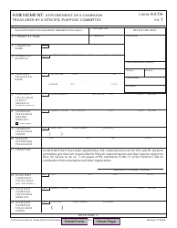 Document preview: Form ASTA Amendment: Appointment of a Campaign Treasurer by a Specific-Purpose Committee - Texas