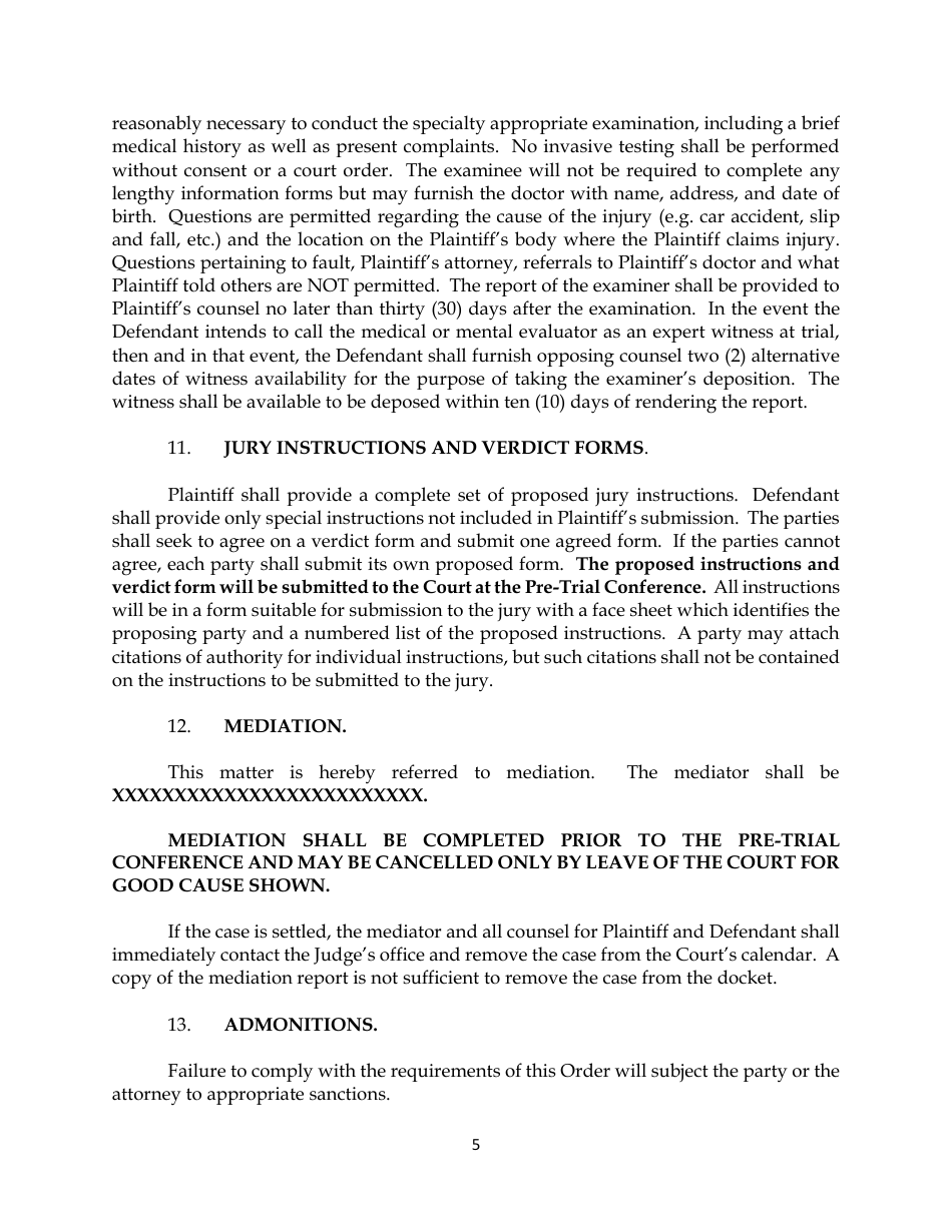 Ordeer Setting Case for Jury Trial and Pre-trial Conference and Matters to Be Completed Prior to Pre-trial Conference - Division B - Clay County, Florida, Page 5
