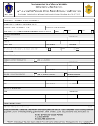 Form BPV-030A Application for Pressure Vessel Permit/Installation Inspection - Massachusetts