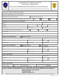 Form BPV-030R Application for Refrigeration Permit/Installation Inspection - Massachusetts