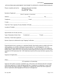 Application and Agreement for Permit to Operate a Registered Feedlot - Nebraska, Page 2
