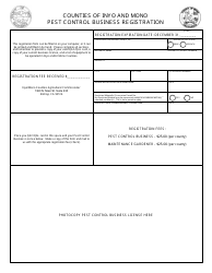 Document preview: Pest Control Business Registration - Inyo County, California