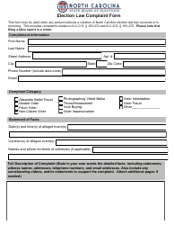 Document preview: Election Law Complaint Form - North Carolina