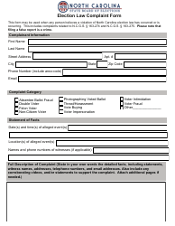 Election Law Complaint Form - North Carolina