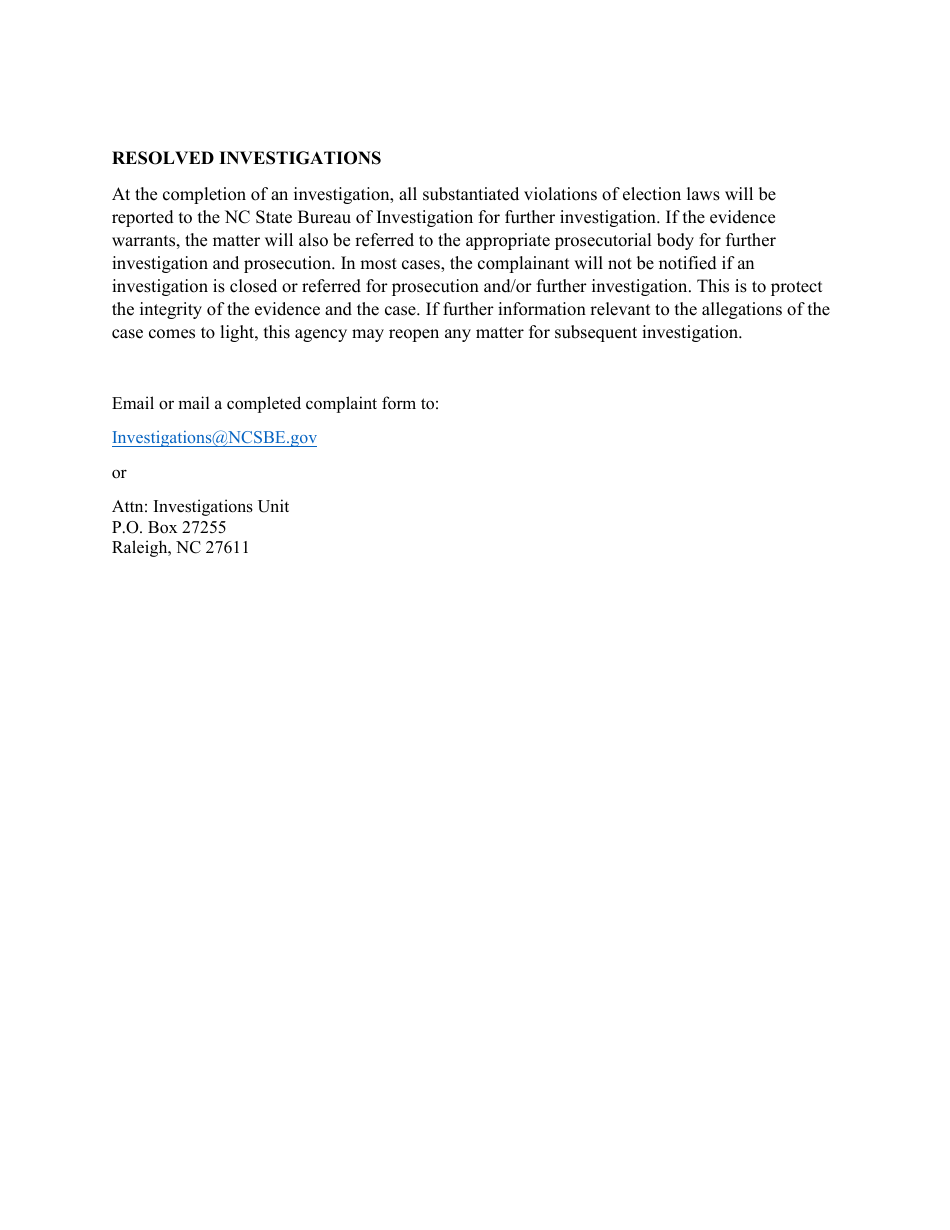 Election Law Complaint Form - North Carolina, Page 4