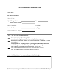 Construction/Project Code Request Form - Rhode Island