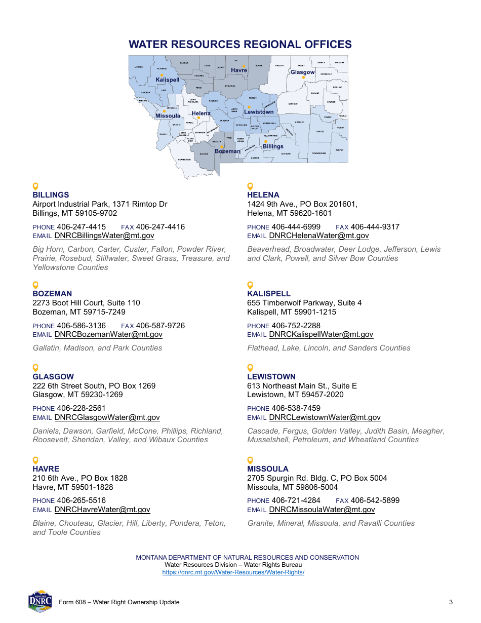 Form 608 Water Right Ownership Update - Montana, Page 3