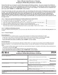 Document preview: Form RI W-4 Employee's Withholding Allowance Certificate - Rhode Island, 2024