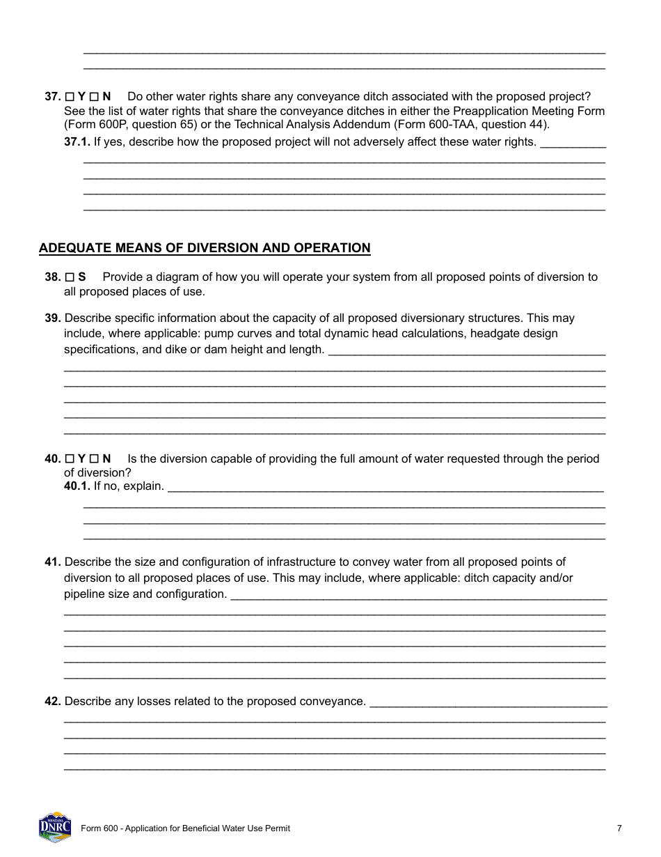Form 600 Application for Beneficial Water Use Permit - Montana, Page 7