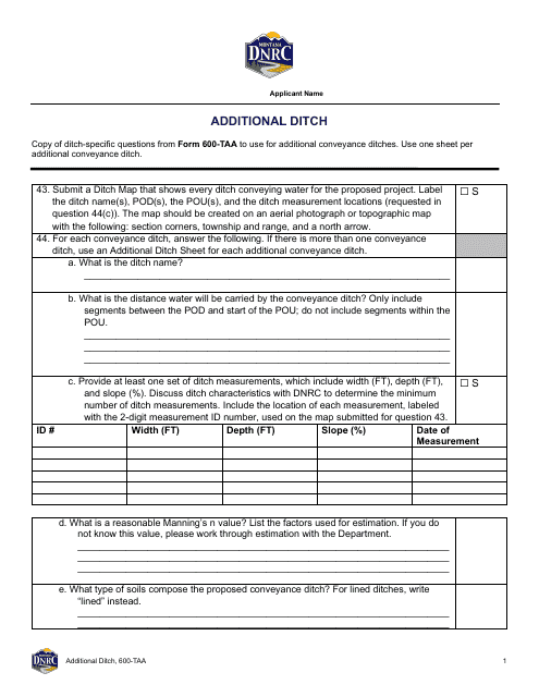 Form 600-TAA  Printable Pdf