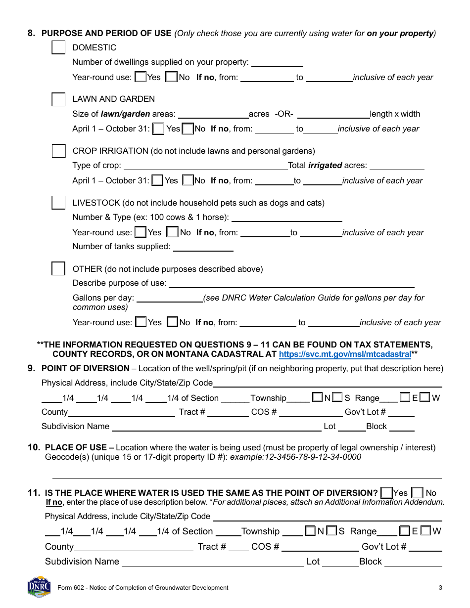 Form 602 - Fill Out, Sign Online and Download Fillable PDF, Montana ...