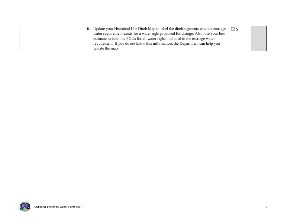 Form 606P Additional Historical Ditch - Montana, Page 3