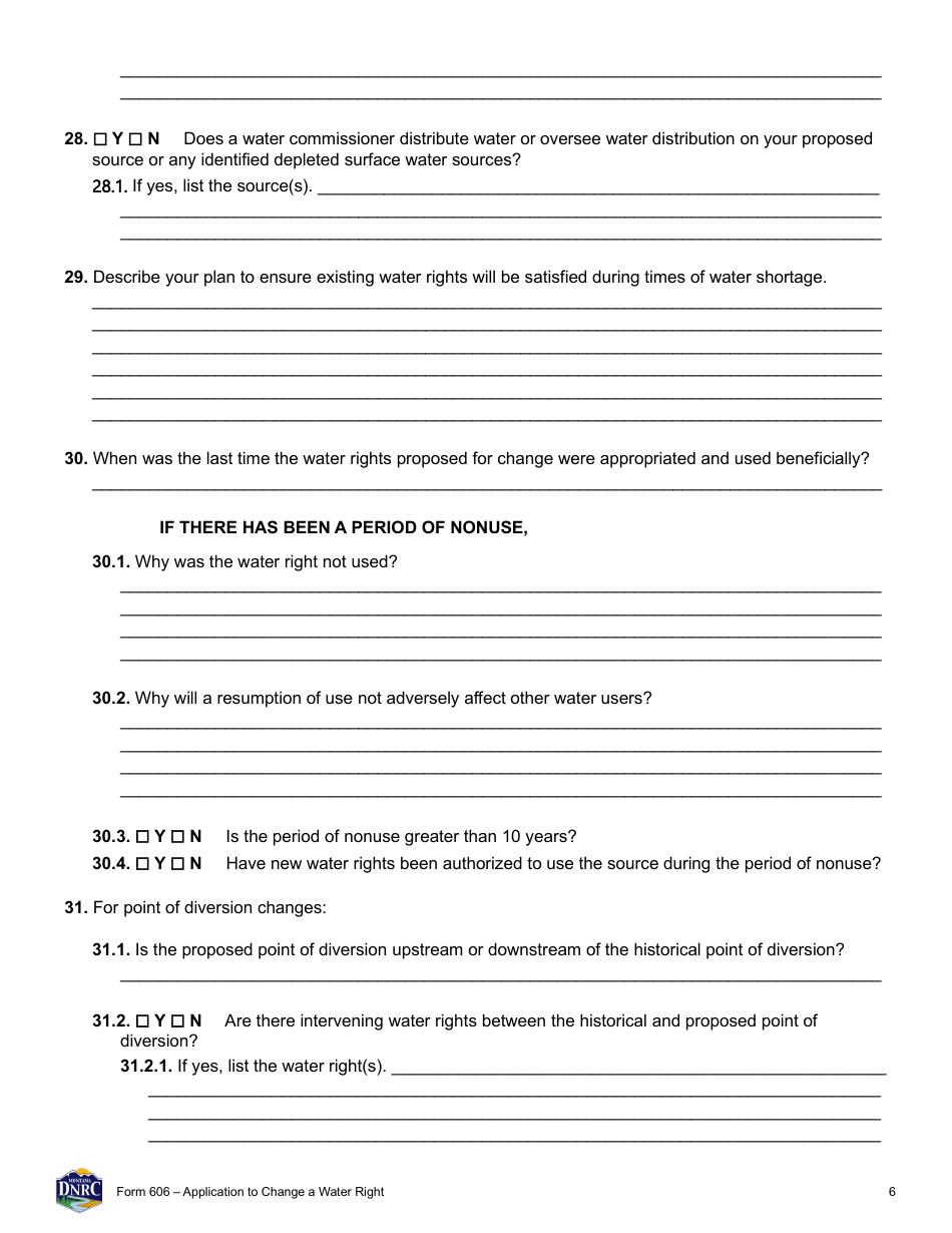 Form 606 Application to Change a Water Right - Montana, Page 6