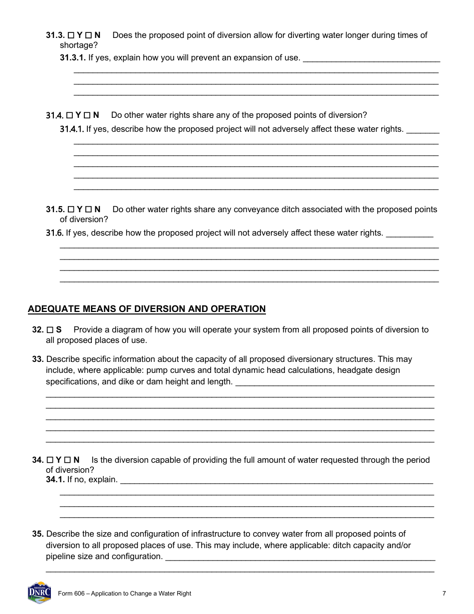 Form 606 Application to Change a Water Right - Montana, Page 7