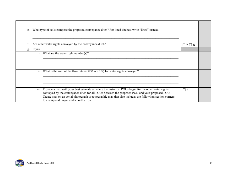 Form 600P Additional Ditch - Montana, Page 2